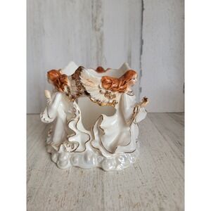 Pacific rim vintage Angel candle holder white cherub Xmas home decor unique